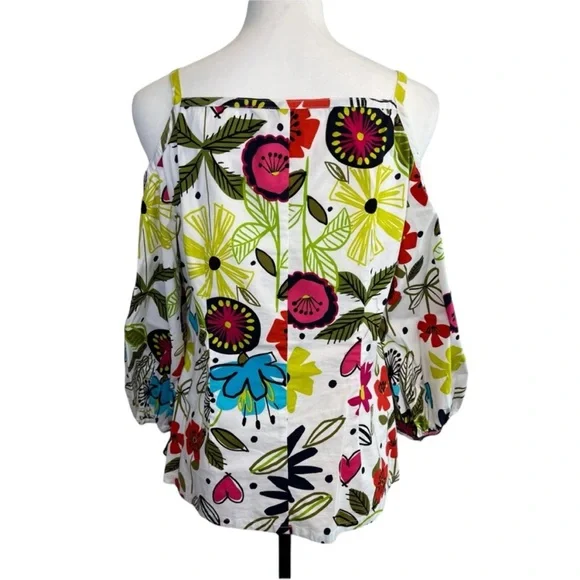 Trina Turk Multicolor Peek a Boo Shoulder Top Size S - Picture 3 of 7